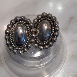 VINTAGE STERLING SILVER LARGE CLIP EARRINGS